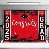 Aperturee - Congrats Red Black Paint Happy Graduation Backdrop